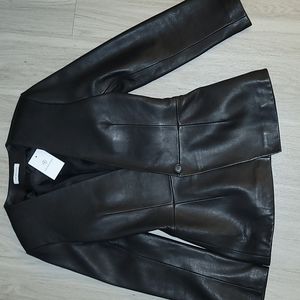 NWT ANNIE BING black leather evening blazer jacket